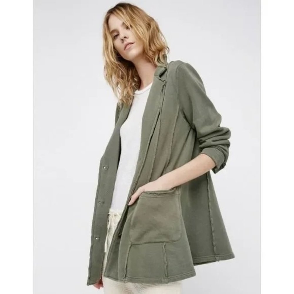 Free People Effortless Knit Jacket Green size small